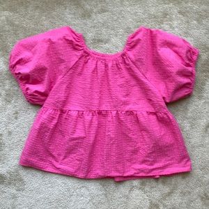 OLD NAVY Seersucker Puff-Sleeve Babydoll Swing Top XL